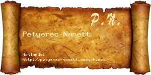 Petyerec Nanett névjegykártya